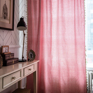 Qfdian Red White Plaid Curtains Blackout Check Pattern Rod Pocket for Living Room Bedroom Christmas Decoration Semi Sheer Window Drapes